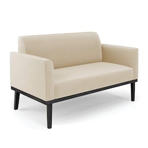 Sofá Namoradeira Base de Madeira Fixa Preto Marisa Suede - D`Rossi
