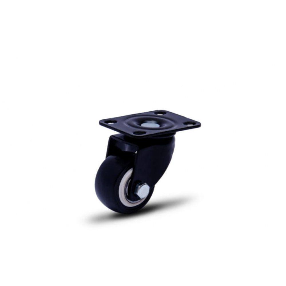 ROD.PRETO 210 GIR. comPLACA 72X52 RODA BP com ROL. ESF PRETA