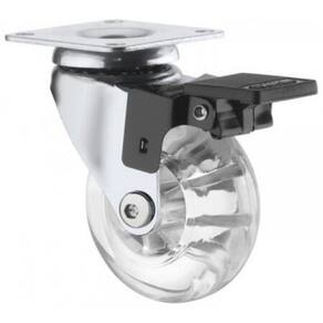 ROD. GEL GIR. 210 com PLACA FREIO E RODA EM PVC GEL CRISTAL