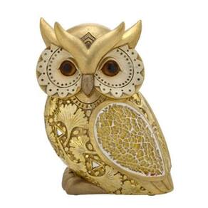 Escultura Coruja Decorativa Dourado- 18x14cm - 35918