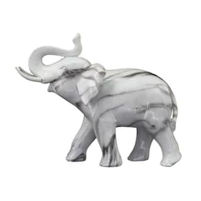 Escultura Elefante Decorativo em Resina Branco estilo Mármore - 22x28cm - 35790