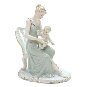 Escultura Decorativa Dama com Criança - 23x13x18cm - 29010