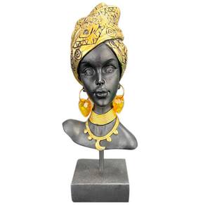 Escultura Cabeça Africana Decorativo - 23x10x6cm - 35904