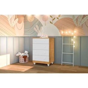 Cômoda Infantil 4 Gavetas Lara Marrom/Branco
