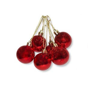 Kit com 09 Bolas De Natal de Enfeite Tamanho Padrão 6cm Vermelha