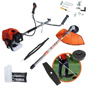 Roçadeira Á Gasolina 43cc Terra GRHB430 Á Gasolina 2T 1,7Hp 12.000rpm Com Eixo Bipartido Desmontável Completa Com Lâmina 2 Pontas e Carretel Nylon