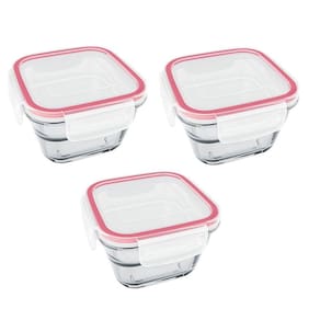 Kit 3 Potes Herméticos Quadrado Vidro 500ml Marinex Marmita