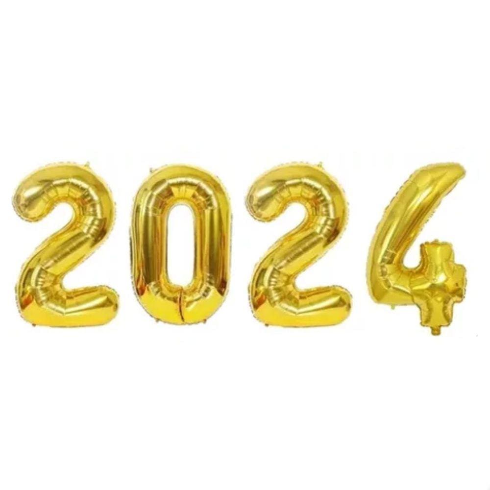 Balão 2024 Ano Novo Metalizado 80cm