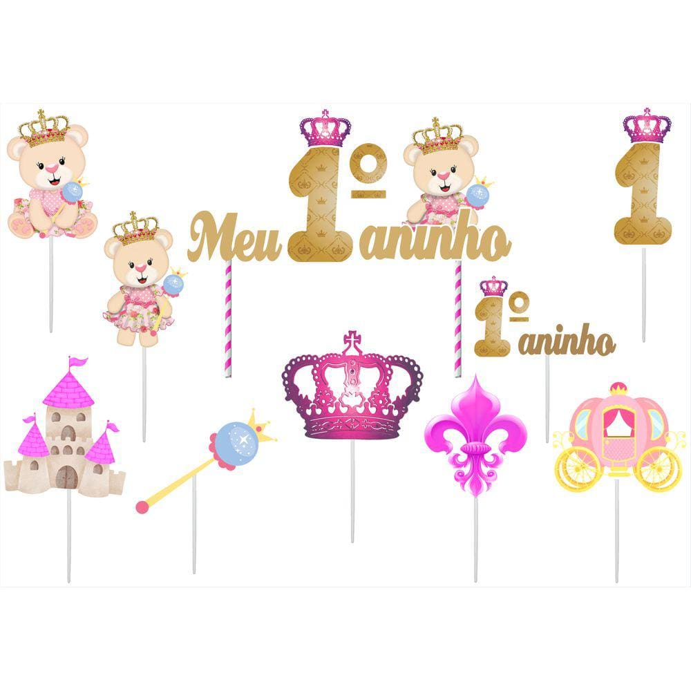 Topper de Bolo Ursinha Princesa