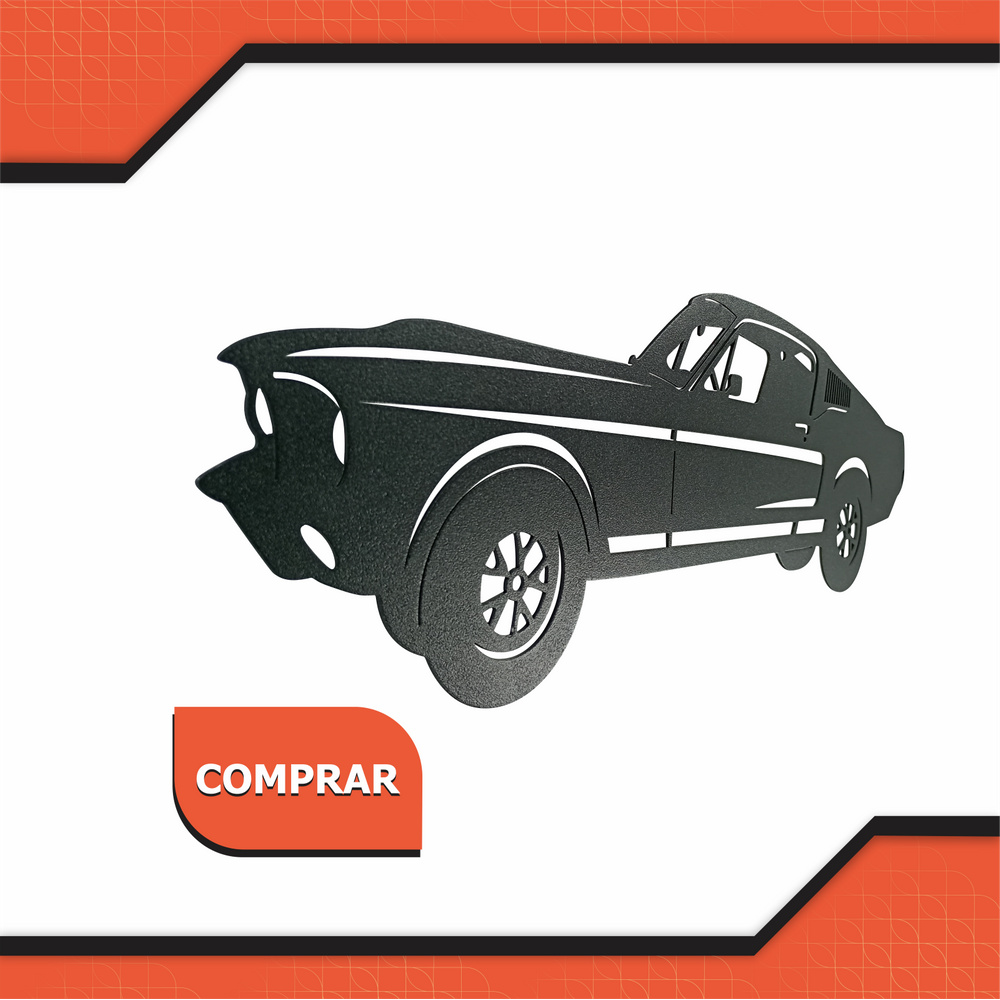 Quadro Mustang Design  13x40 Cm Preto Lixa