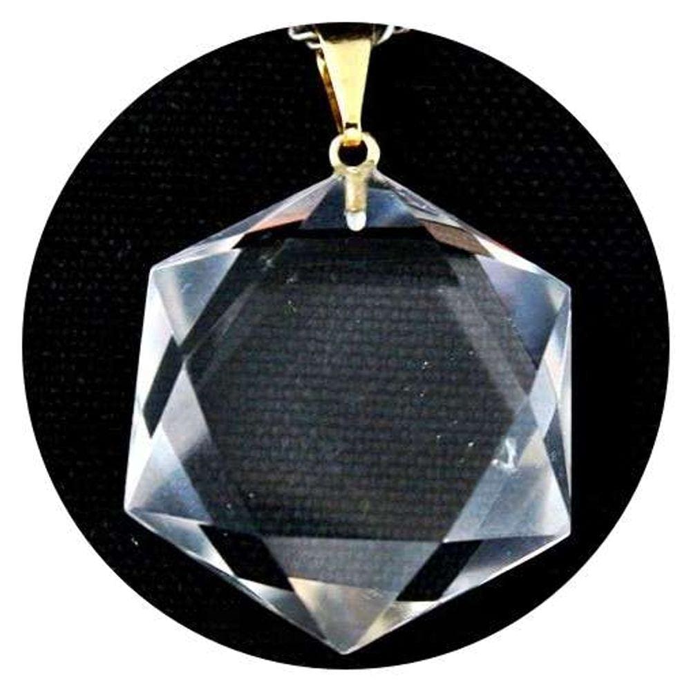 Colar Estrela de Davi Pedra Cristal Montagem Pino Dourado