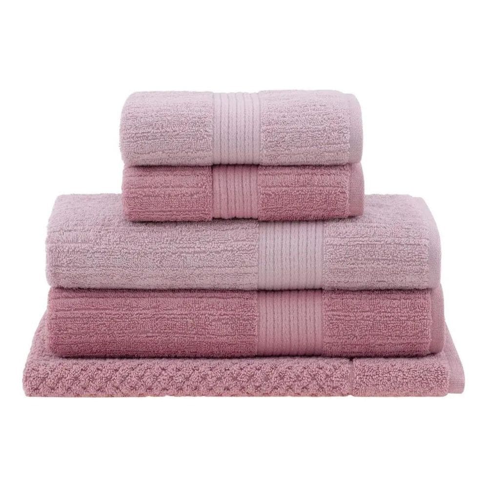 Jogo De Banho Gigante Buddemeyer Rosa Fio Penteado Canelado