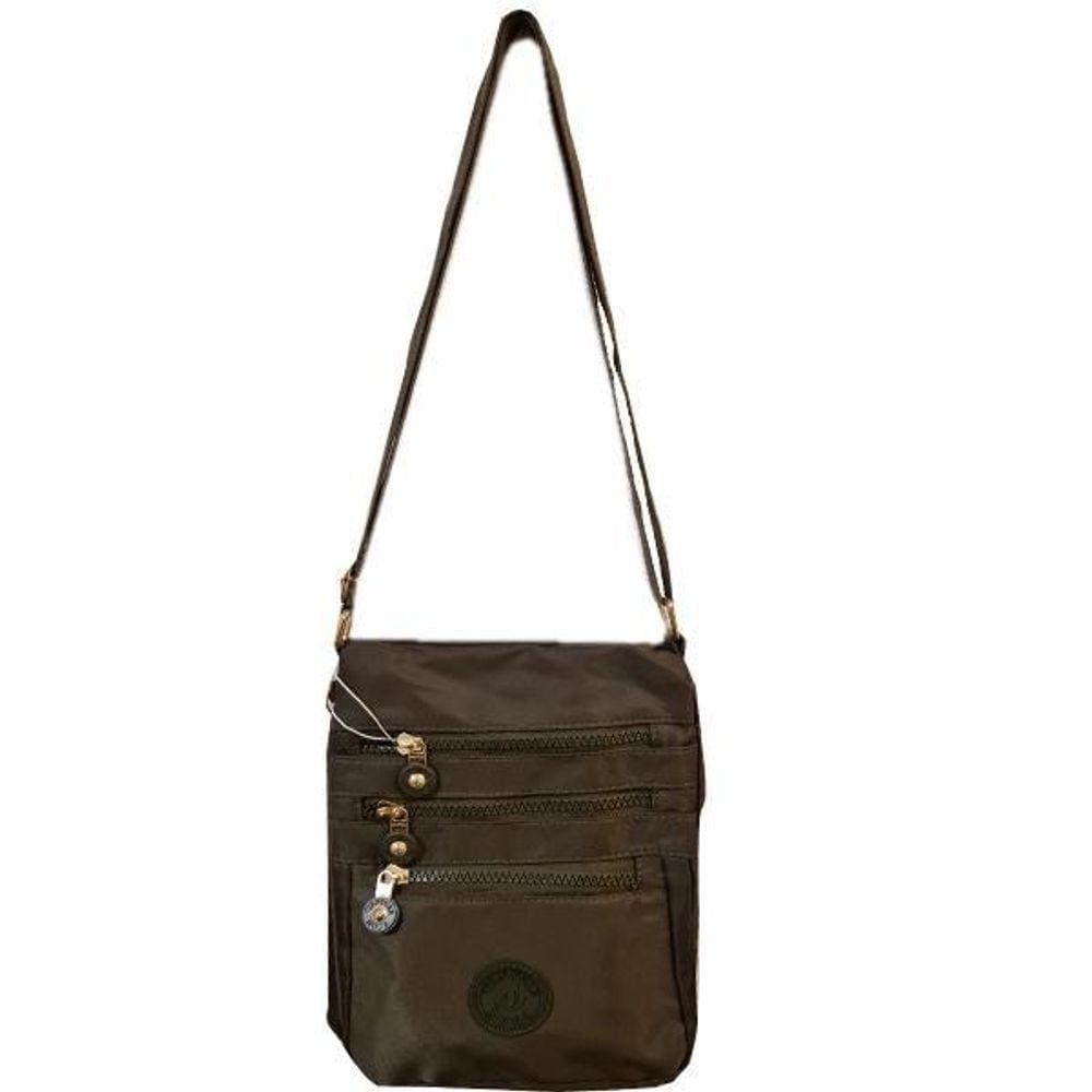 Bolsa Feminina Nylon Transversal + Pompom Verde 26x19x10cm