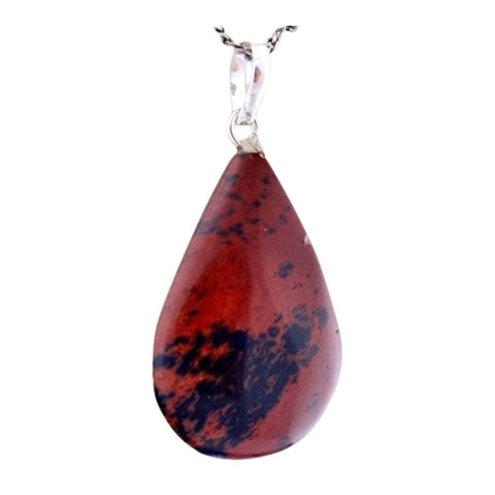 Colar Gota Pedra Obsidiana Mahogany Castoação Prata 950