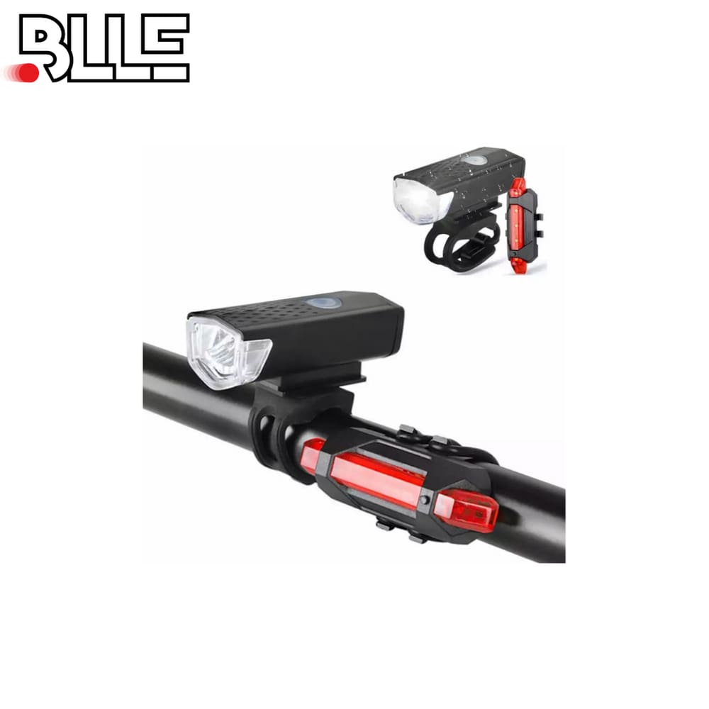 Farol + Lanterna Led Para Bike/bicicleta Usb Recarregável