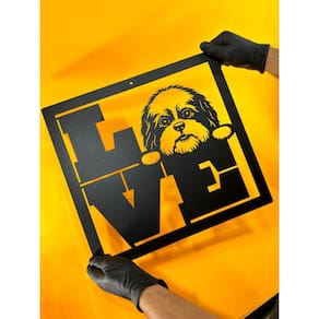 Quadro Love Dog Shi-Tzu 38x35 Cm Preto Lixa