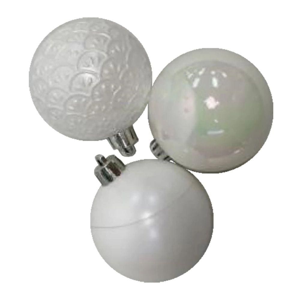 Kit Bola de Natal Snow Branco Le 3 Unidades 6cm