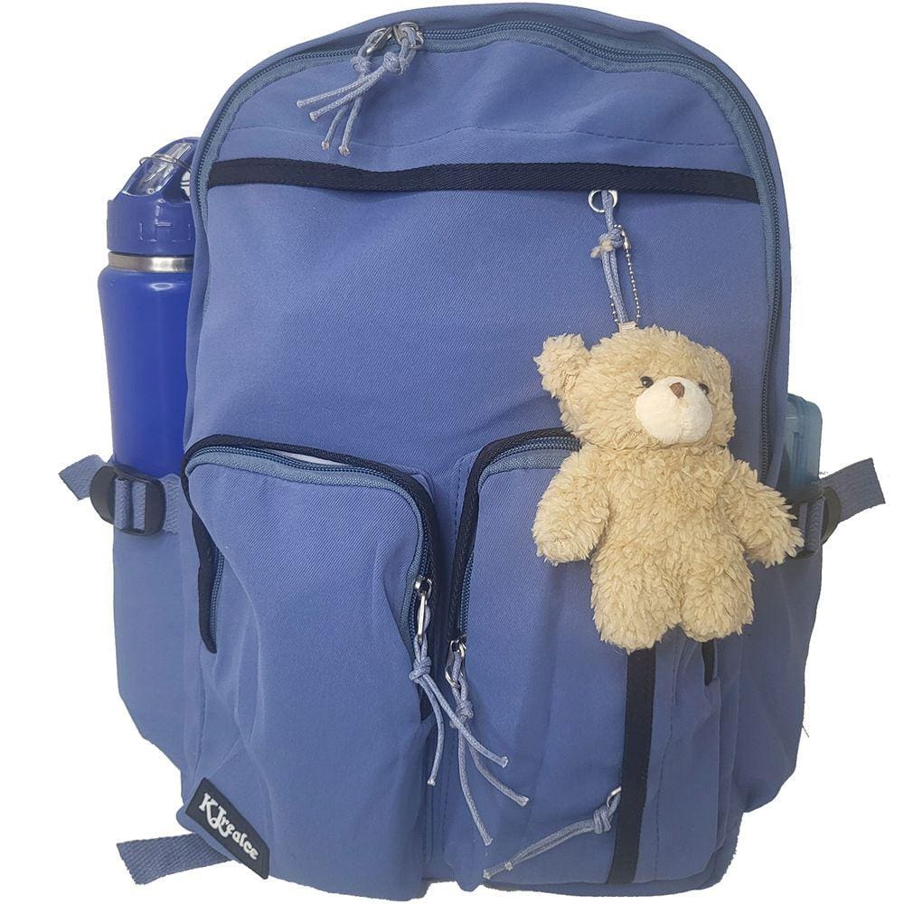 Mochila Escolar Com Pelúcia Azul 2037