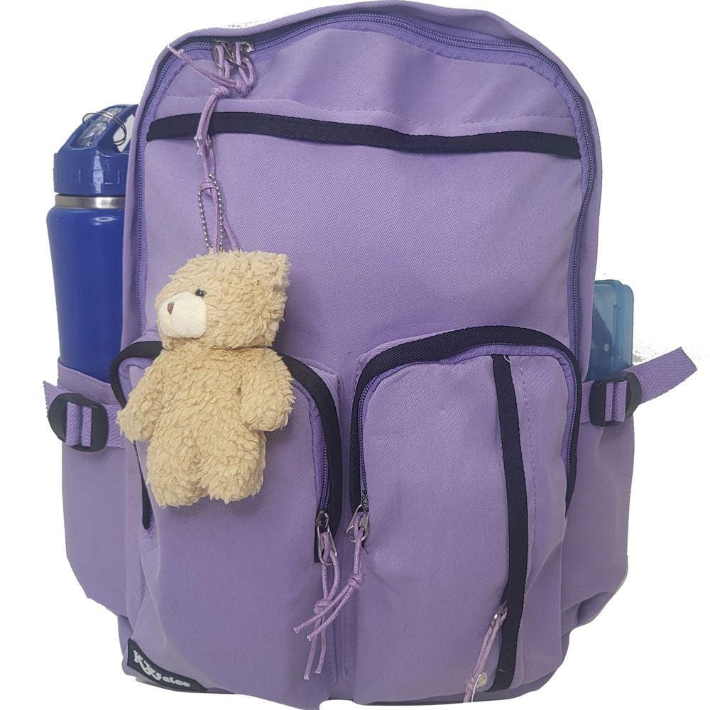 Mochila Escolar Com Pelúcia Lavanda 2037