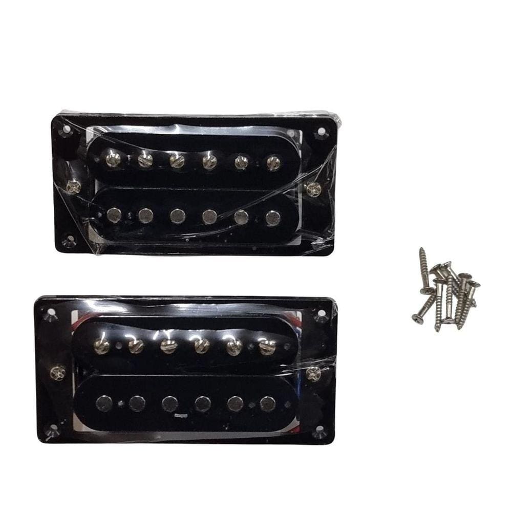 Captador Guitarra Humbucker Cerâmico Preto Kit com 2 Hook