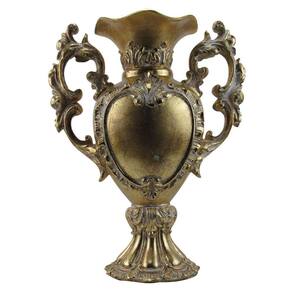 ÂnforaDecorativo com Alças Dourado - Clássica com Acabamento em Ouro - 44x33x23cm - 26184