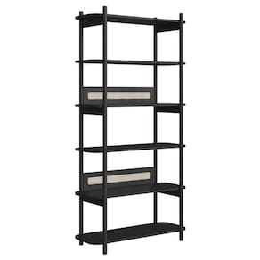 Estante 180 CM 6 Prateleiras Pes Madeira Oslo 27965 Nero Artesano