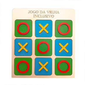 Jogo da Velha Tátil Inclusivo de Madeira - 22x20cm