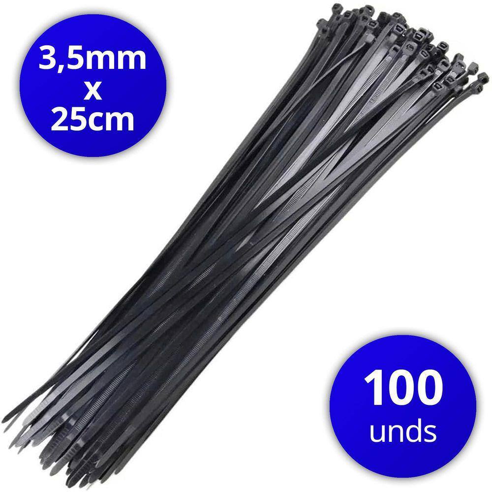 Cinta Plástica Nylon Enforca Gato 25cm - 100 Unidades Preta