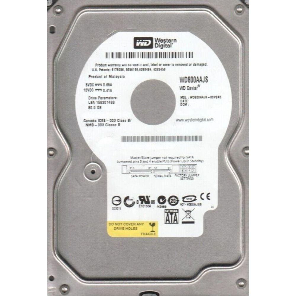 Hd Interno 80gb Western Digital Wd800aajs