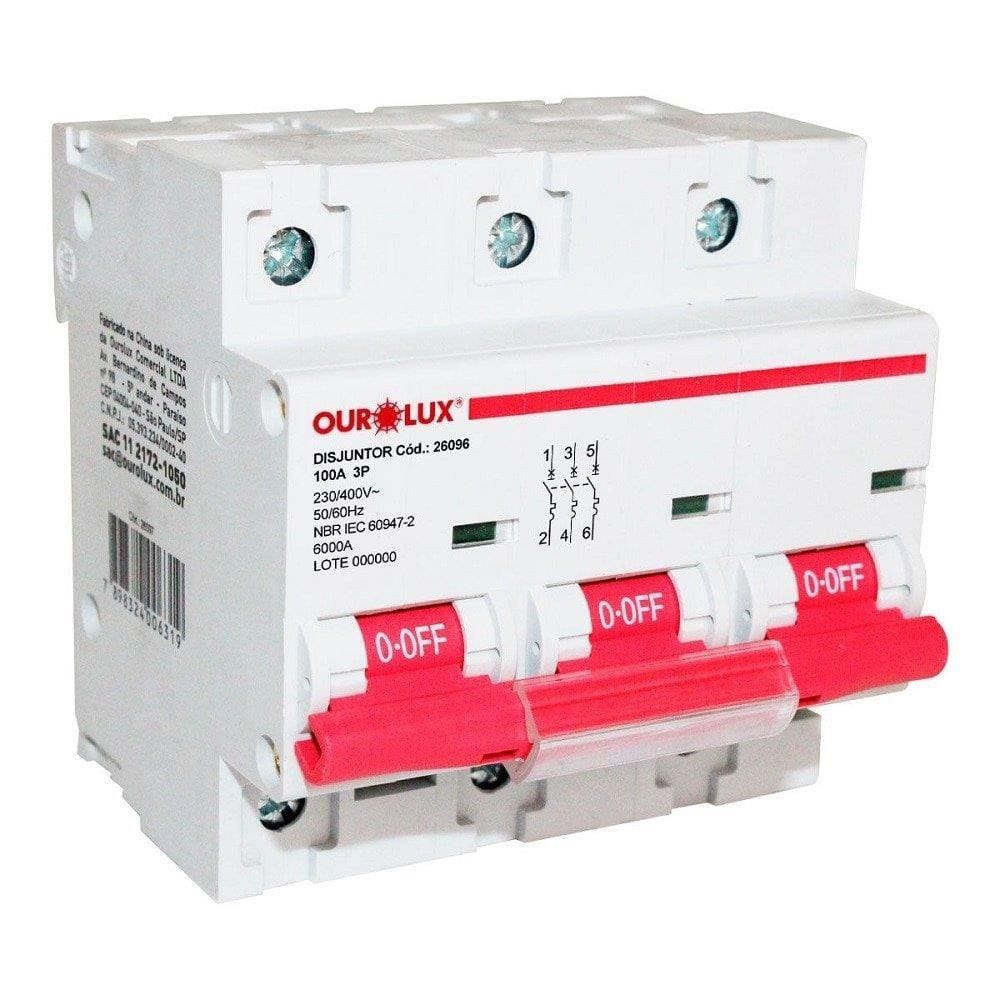 Disjuntor Ourolux Din 3P 100A Curva C Branco