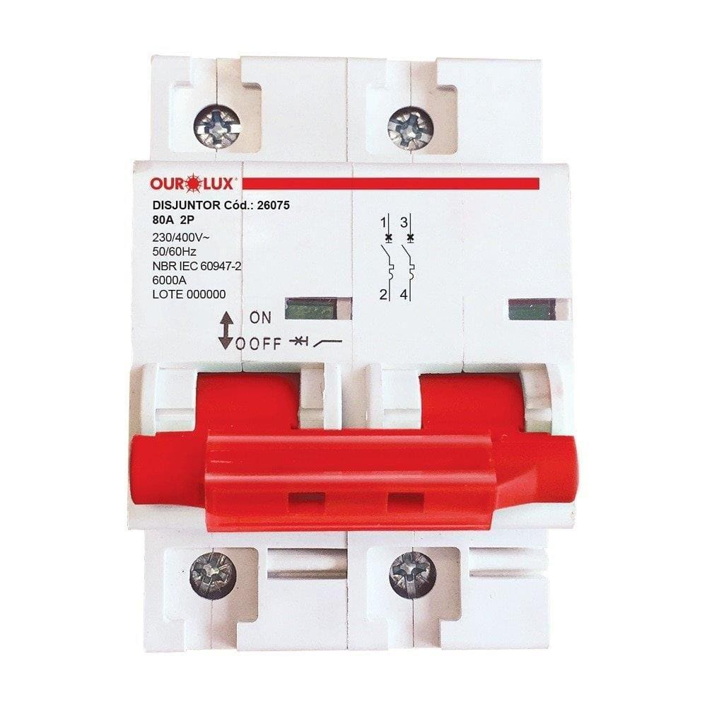 Disjuntor Ourolux Din 2P 80A Branco