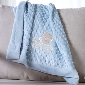 Manta Bebê Dots Camada Dupla de Plush 100x70 com Bordado