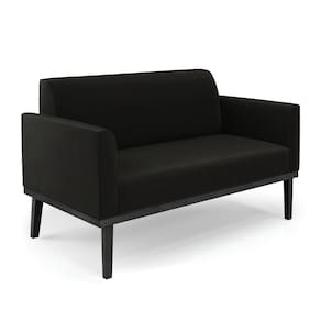Sofá Namoradeira Base de Madeira Fixa Preto Marisa Suede Preto - D`Rossi