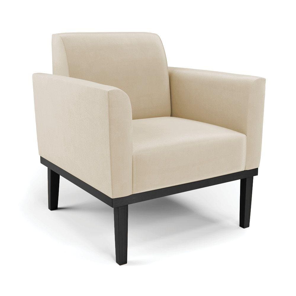 Poltrona Base de Madeira Fixa Preto Marisa Suede Bege - D`Rossi