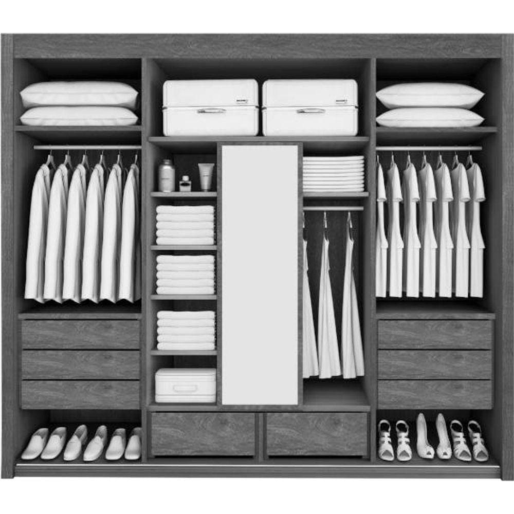 Guarda Roupa Casal 4 Portas 8 Gavetas - Palladio Gold - Móveis Bettio