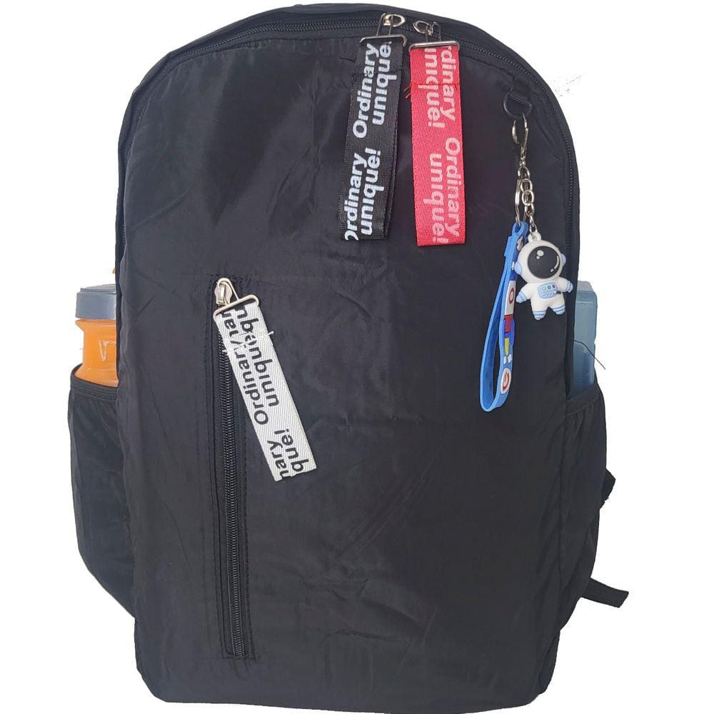 Mochila Escolar Feminina Kit Estojo e Chaveiro Preto ZC8006