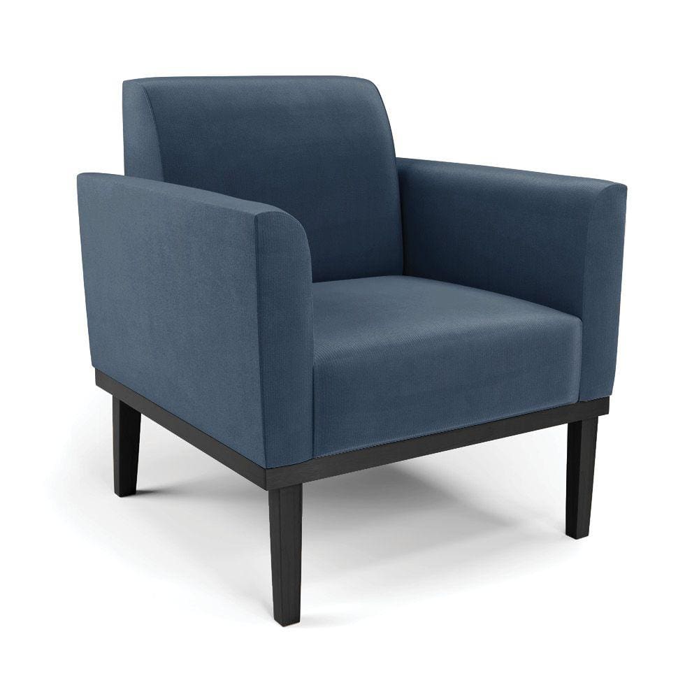 Poltrona Base de Madeira Fixa Preto Marisa Suede Azul Marinho - D`Rossi