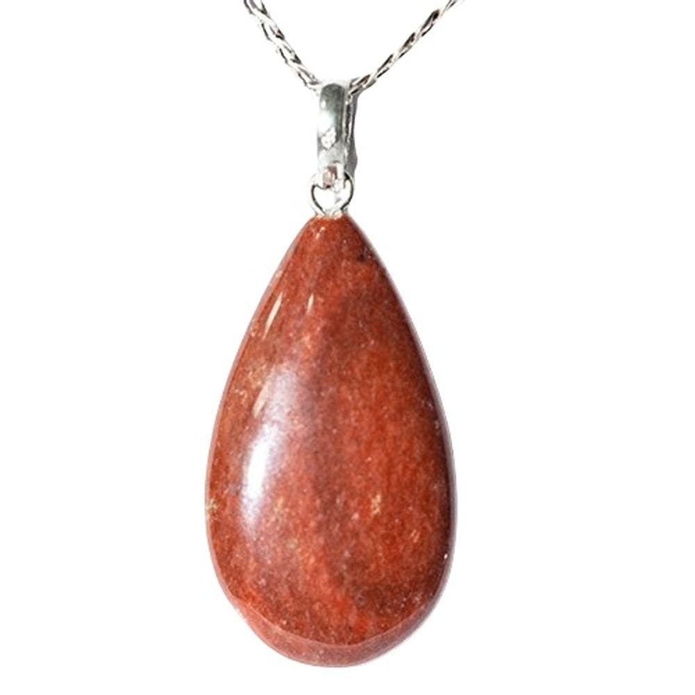 Colar Gota Pedra Dolomita Vermelha Castoação Pino Prata 950