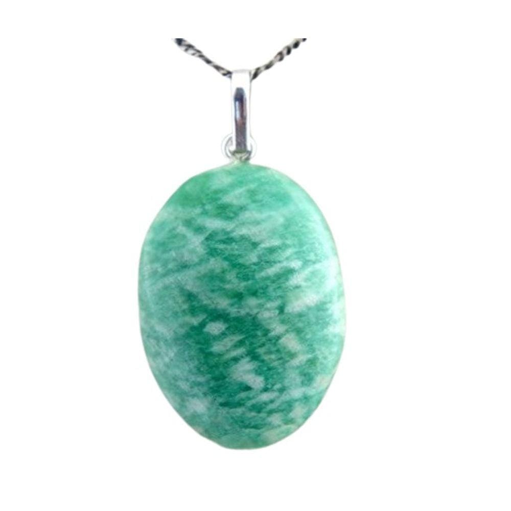 Colar Cabochão Amazonita Natural Castoação Prata 950