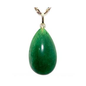 Colar Quartzo Verde Formato Gota Montagem Pino Prata 950