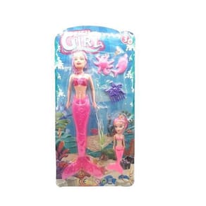 Boneca Sereia 30Cm + Mini Sereia + Acessórios Cartela