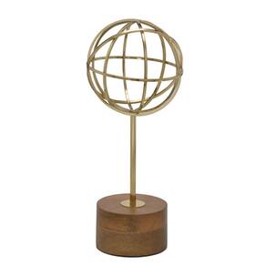 Escultura Decorativa de Metal e Madeira Dourado 37cm