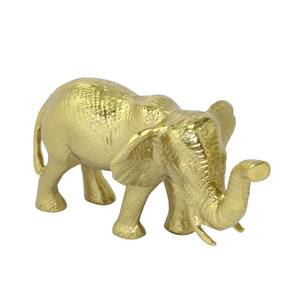 Escultura Decorativa Elefante de Metal Dourado 24cm