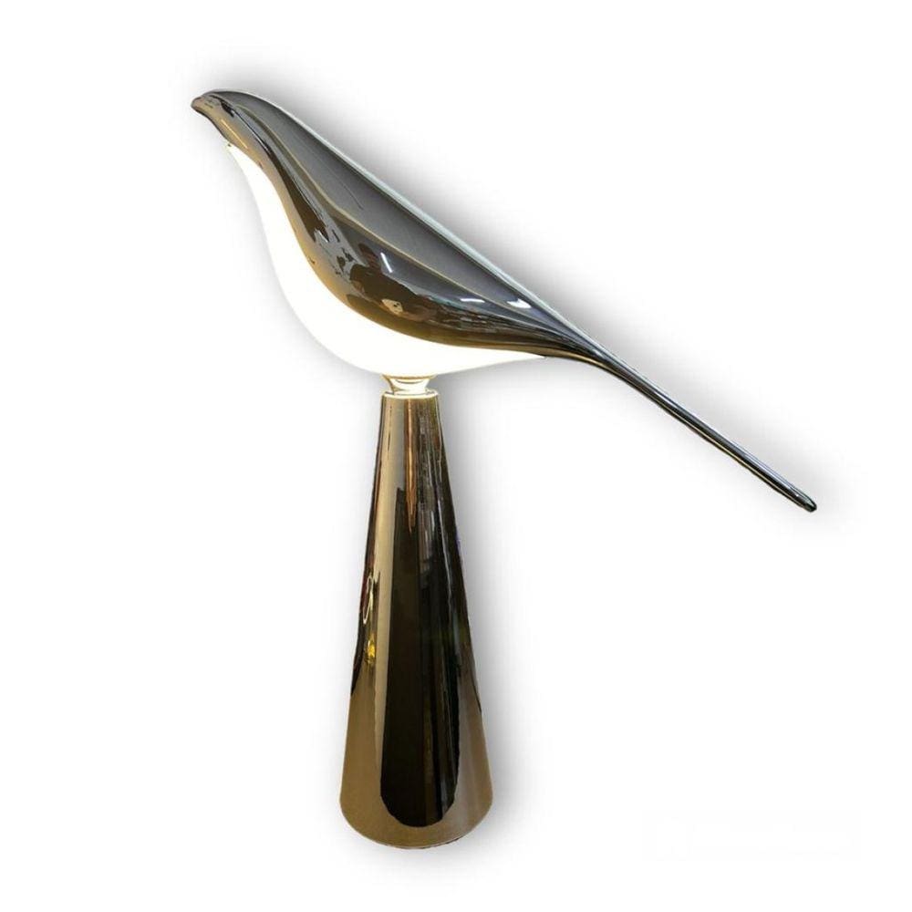 Luminária de Mesa Passarinho Decorativa de Metal 35cm
