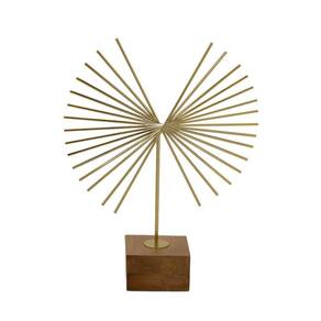 Escultura Decorativa de Metal e Madeira Dourado 41cm