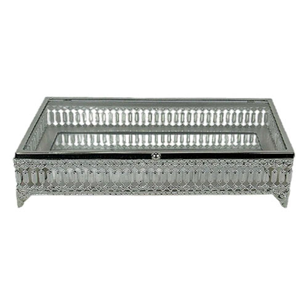 Caixa Decorativa Prata Espelhada - 18x30x7cm - 26799