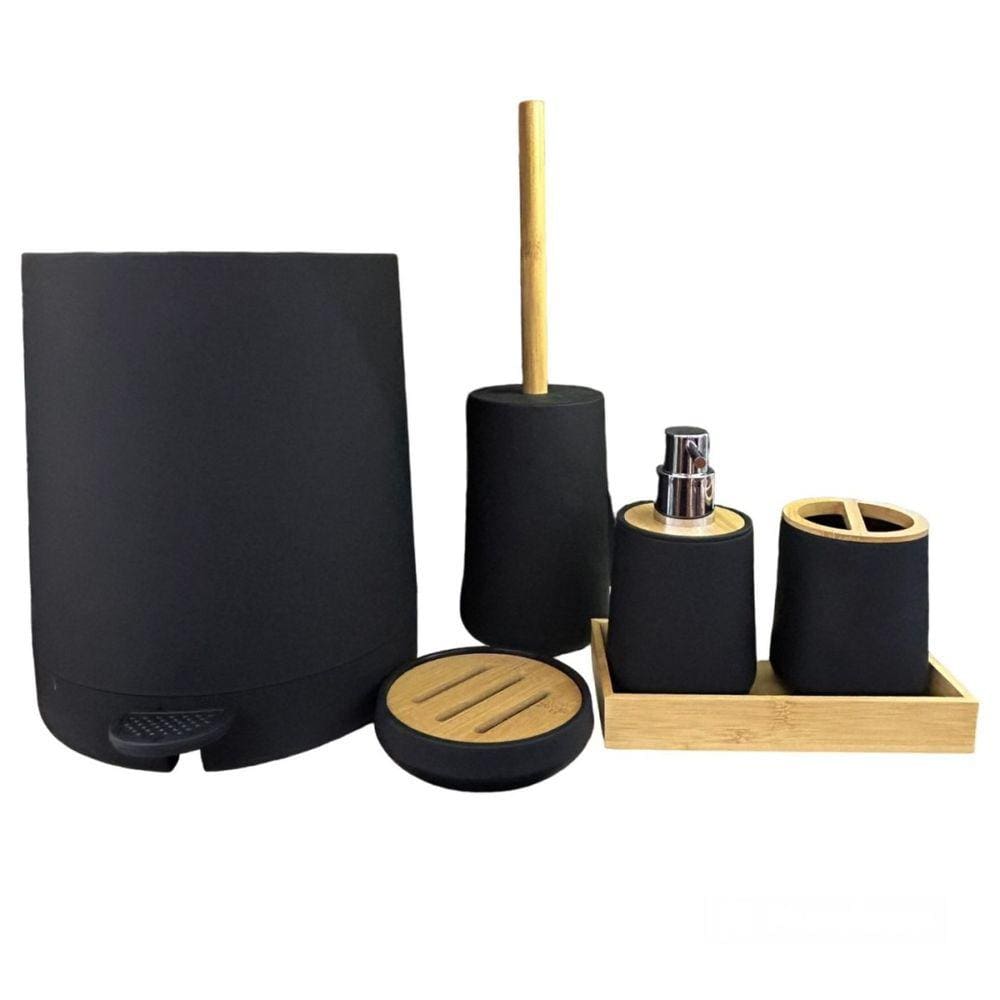 Kit de Banheiro Preto completo de Luxo com 6pcs