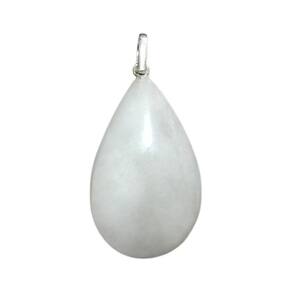 Colar Gota Pedra Quartzo Leitoso Castoação Prata 950