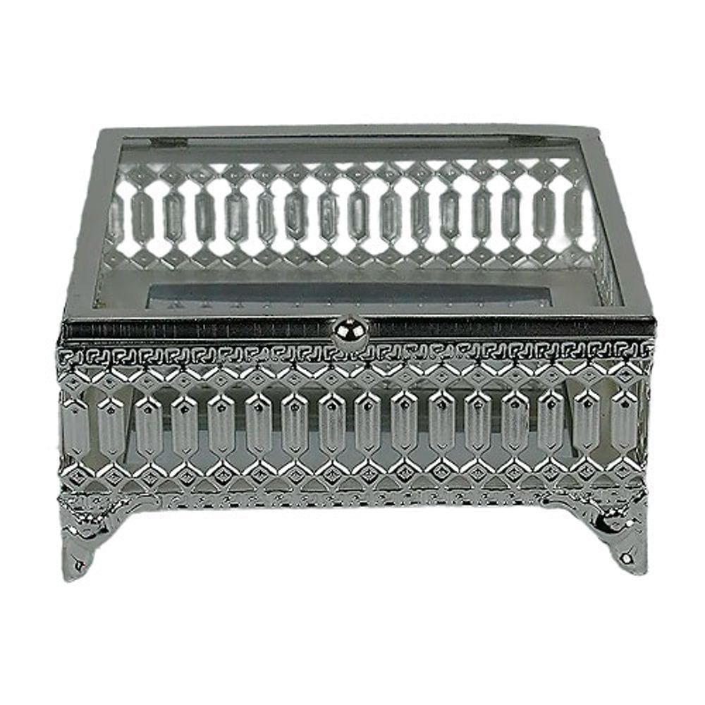 Caixa Decorativa Prata Espelhada - 13x23x7cm - 26798