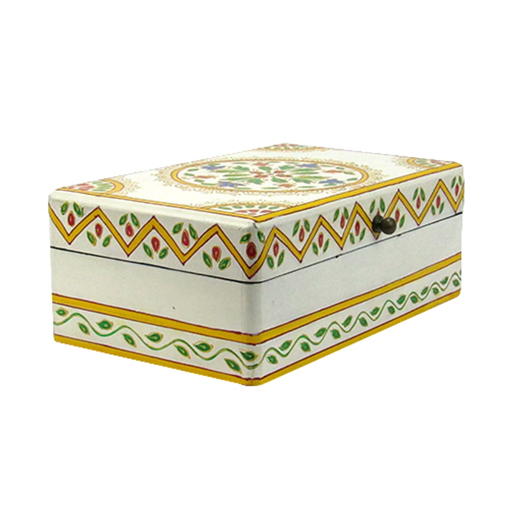 Caixa Rustica Branco Colorido Decorativa - 9x25x15cm - 29776